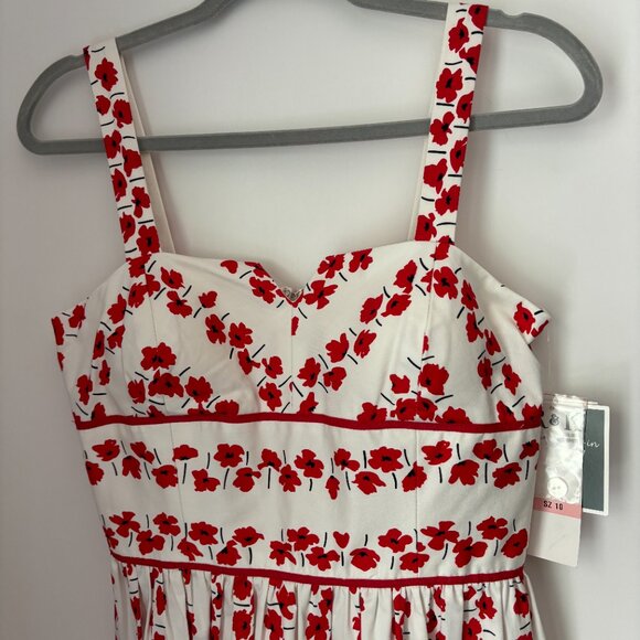 Vintage R&K Originals Red Poppy Flower Built in Bra Fit and Flare Sundress 10 - Picture 3 of 15